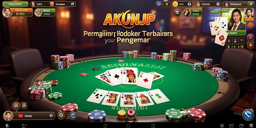 Tampilan gameplay AKUNJP yang menampilkan aksi kartu Poker yang menegangkan.