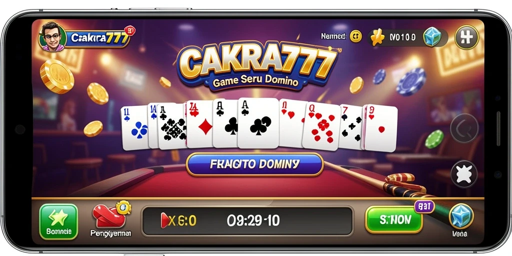 Screenshot utama CAKRA777 menampilkan aksi seru dalam permainan Domino.