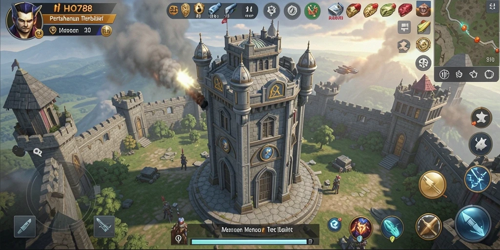 Tampilan gameplay menakjubkan dari HAO788, menunjukkan aksi pertahanan tower yang intens.