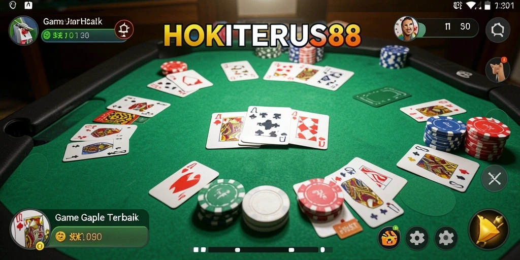 Tampilan layar permainan Gaple di HOKITERUS88 yang seru.