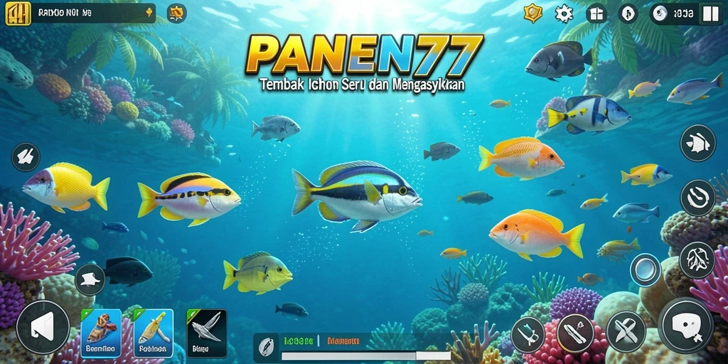 Screenshot gameplay PANEN77 menampilkan aksi menembak ikan yang seru.