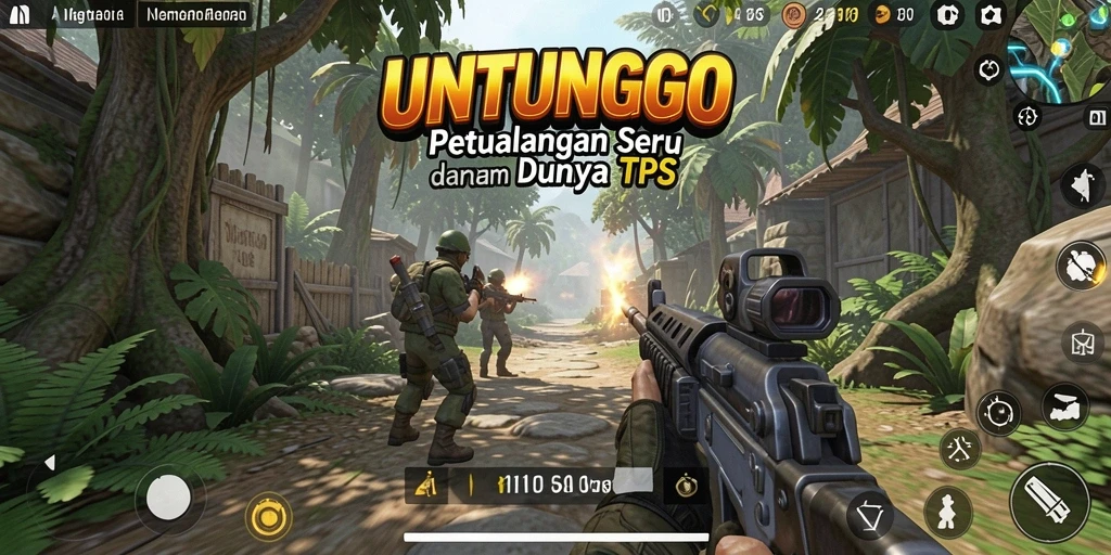 Gameplay seru dalam UNTUNGGO dengan aksi menembak yang mendebarkan.