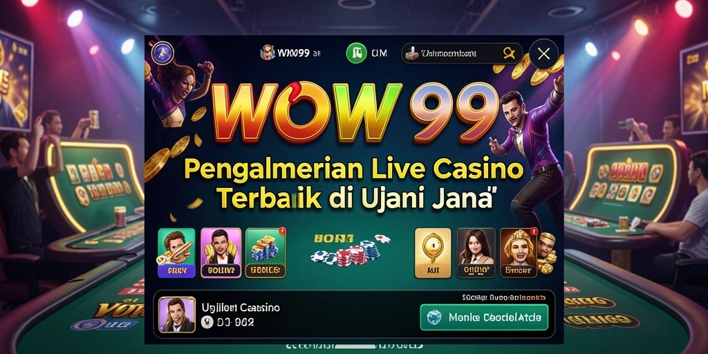 Screenshot gameplay WOW99 menampilkan dealer profesional dalam lingkungan kasino langsung.